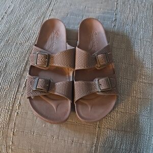 Skechers Tan Buckle Strap Sandals